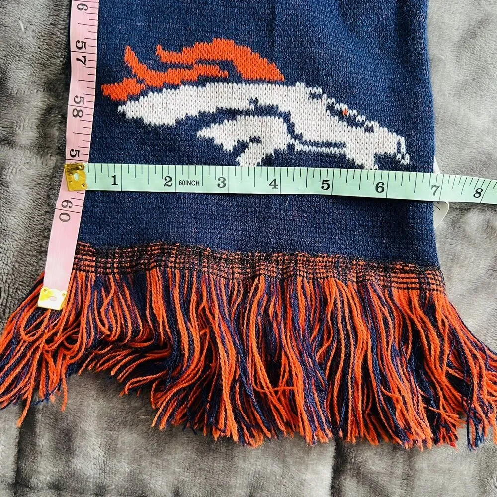NFL Denver Broncos Logo Lisensed Knit Scarf Unisex Orange Blue Winter Football